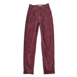 Levi’s High Waisted Corduroy Relaxed Tapered Mom Jeans Burgundy Brown Womens 25